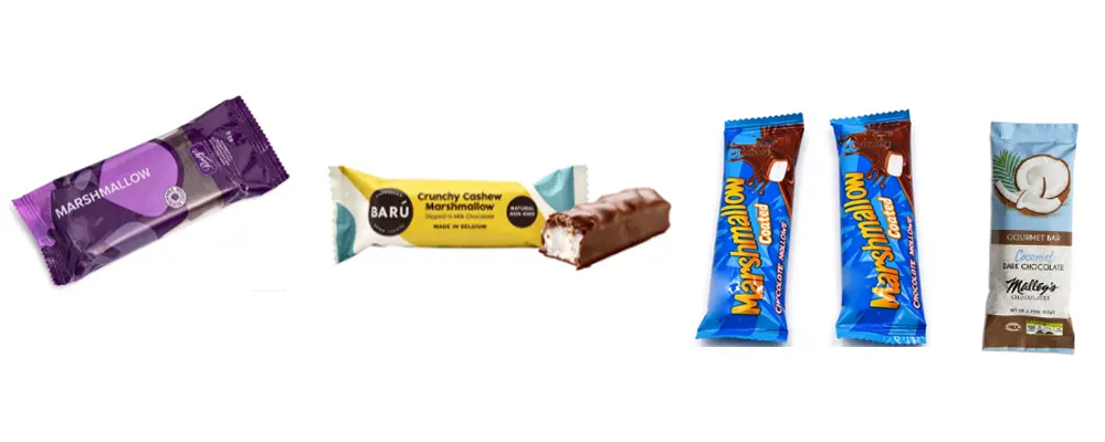 Ligne FT d'alimentation et de disposition automatique de barres de fromage blanc enrobées de chocolat 